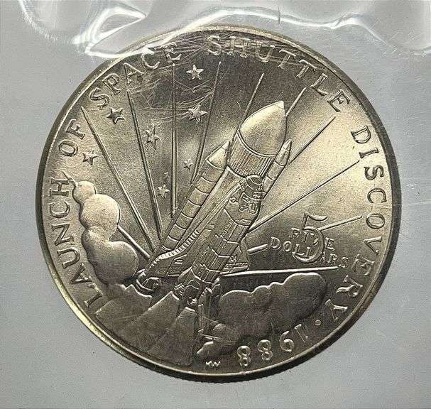 1988 Marshall Islands Launch of Space Shuttle Discovery $5 Coin.