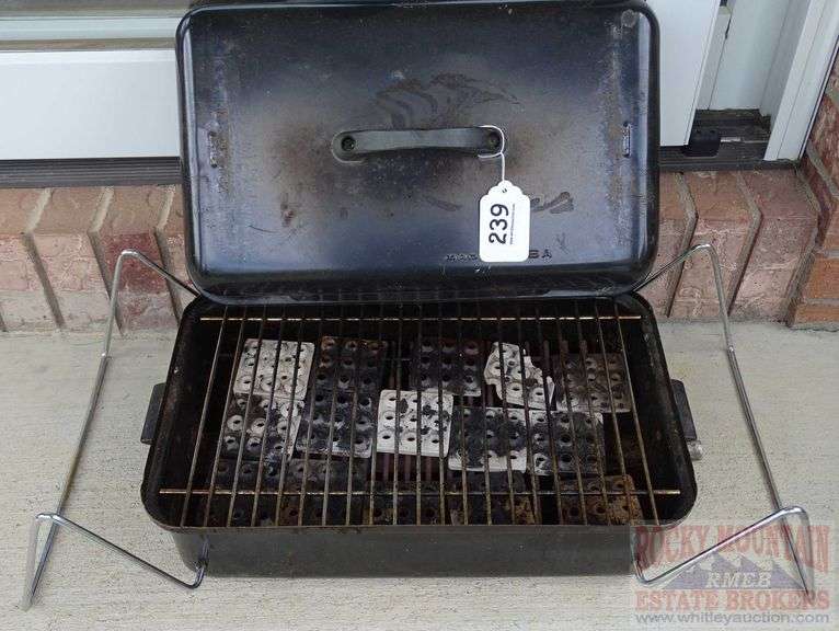 Small Black Portable Grill, 19" Wide.