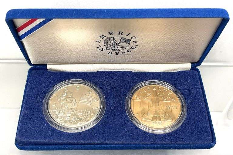 1988 "America in Space" 2 Coin Commemorative Proof Set.