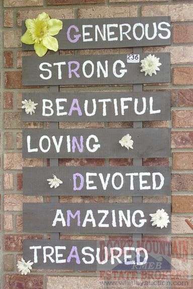 "Generous, Strong…Grandma" Wooden Wall Hanging, 31.5"x13.5".