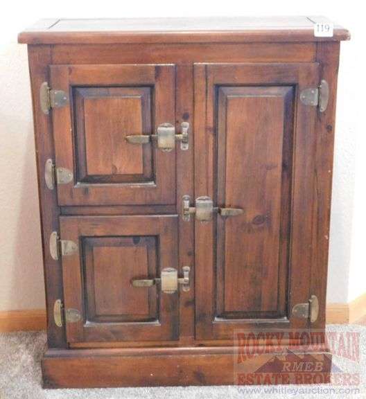 Icebox-Style 3-Door Cupboard, 34"x28"x12".