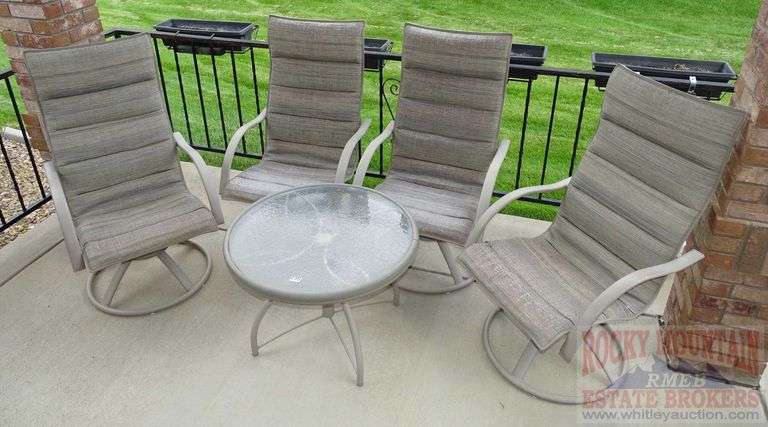 4 Nice Patio Swivel, Rocking Arm Chairs & 36" Round Patio Table. All for one money.