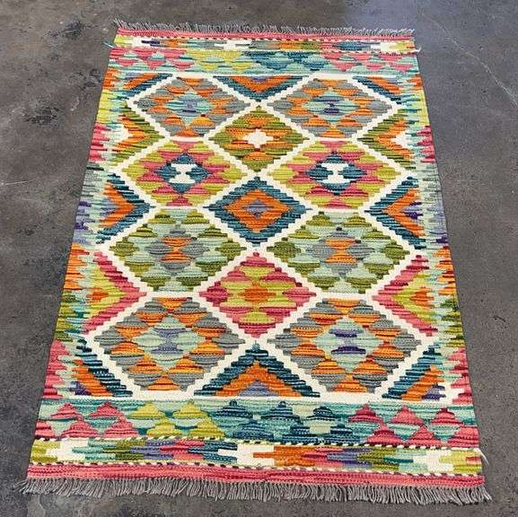 Kumaon Handmade Rugs Beautiful Hand Made Kilim Rug with Very Detailed Hand-Woven Multi-Color ...