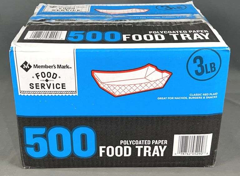 Sealed Box of 500 - 3 lb. Polycoated Paper Food Trays.