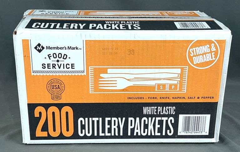 Brand New 200-Count Box Member's Mark White Plastic Cutlery Packets
