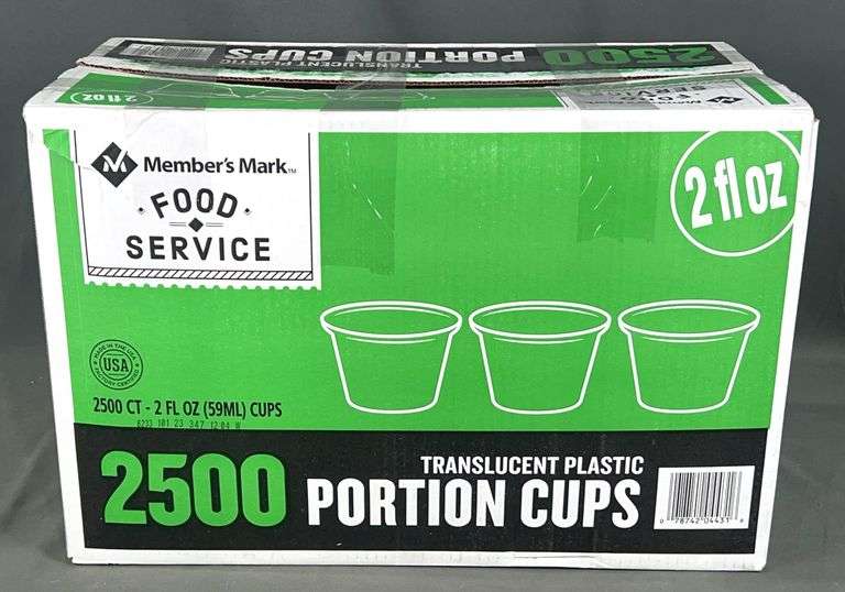 Brand New 2,500-Count Box Member's Mark 2-Ounce Translucent Portion Cups