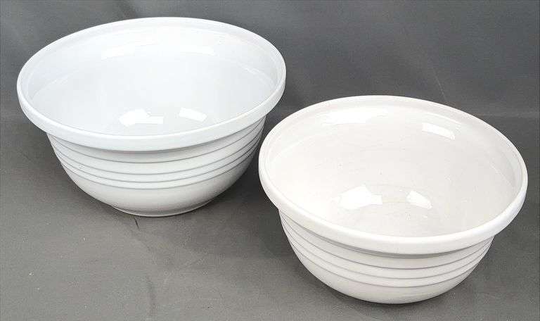 Heavy Cordon Bleu White Ceramic 2-Piece Nesting Bowl Set. All for one money.