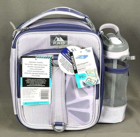Brand New Arctic Zone Pro Purple 8-Piece Expandable Lunch Pack Set with Water Bottle, Food Storage Containers, Removable Shoulder Strap & Carry Handles. This is truly the transformer of lunch packs.