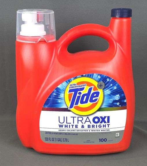 Brand New 128 Oz Tide Ultra OXI White & Bright Liquid Detergent. 100 loads.