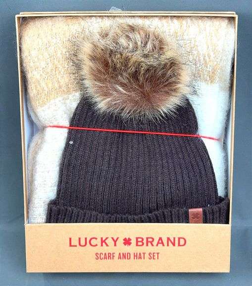 Brand New Lucky Brand  Brown/Tan Beanie & Scarf Set. This beautiful set is designed to keep you warm & fashionable. Scarf can be worn as a scarf, wrap or shawl.