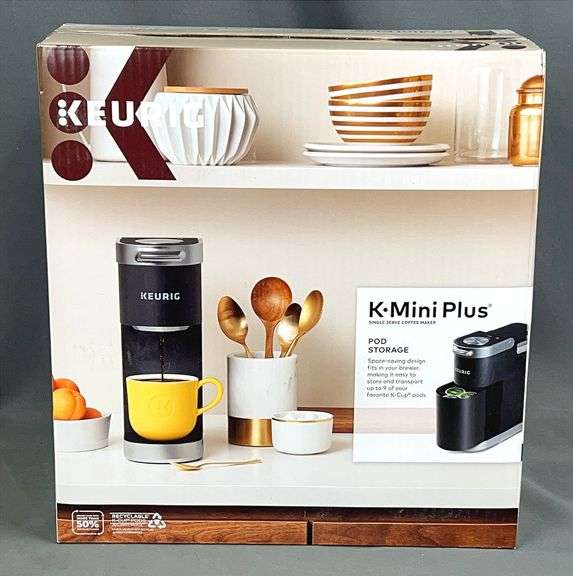 Brand New Keurig K-Mini Plus Single Serve K-Cup Pod Coffee Maker - Black, Compact 5-Inch Wide Design, Great for Travel, Office, Garage, Shop, or Sewing Room