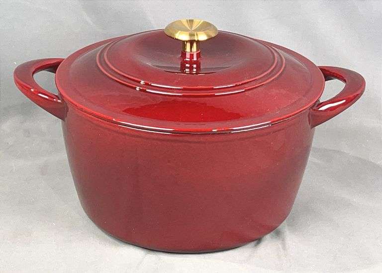 Tramontina 7-Quart Enamel Over Cast Iron, Burgundy Dutch Oven.