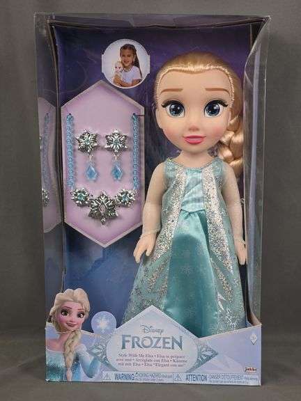 Brand New Disney "Style With Me" 14" Elsa Snow Queen Doll W/ Child Size Jewelry.
