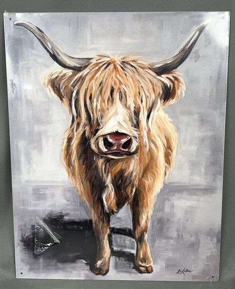 Highland Cow Tin Sign. 16"x12.5".