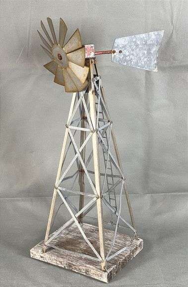 18 in Galvanized Metal Windmill Model W/ Straight Blades, Triangular ...