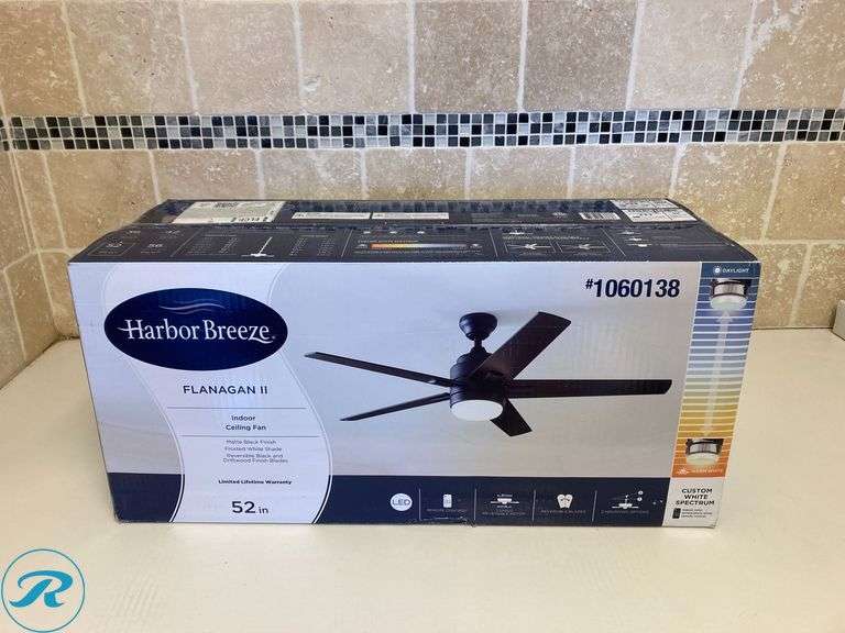 New Harbor Breeze Flanagan II 52in Matte Black with Black/Driftwood