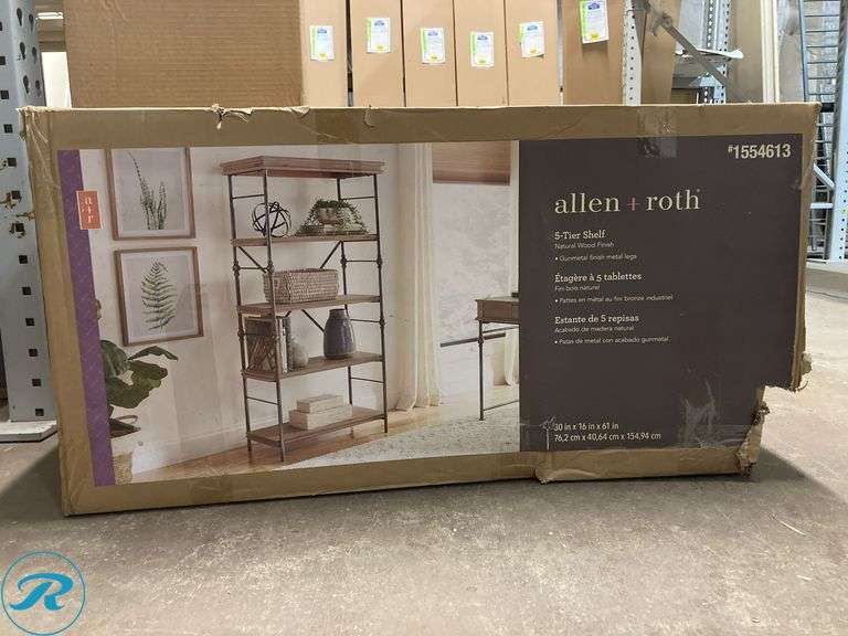 New- allen + roth Allen+ Roth Natural Metal 5-Shelf Bookcase (30-in W x ...