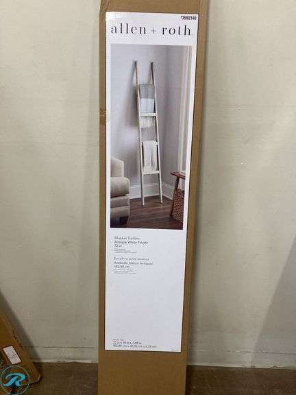 New- allen + roth Antique White Rubberwood Leaning Blanket Ladder ...