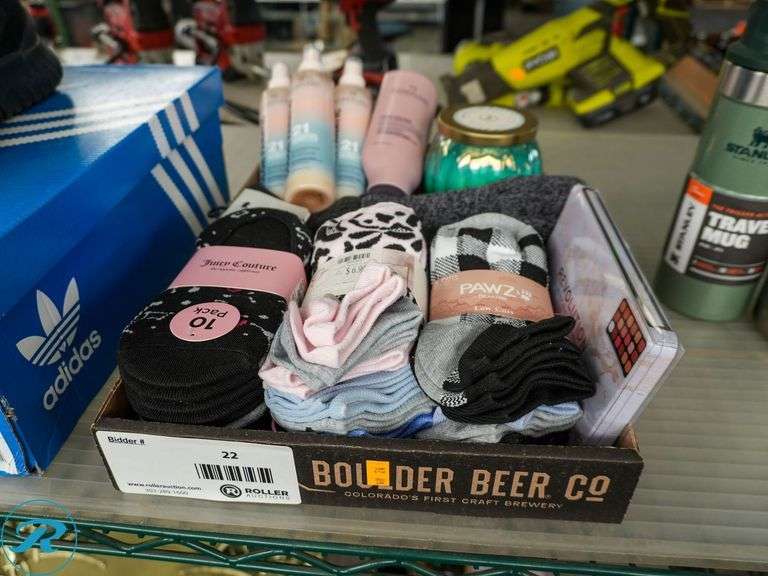 Tray of Socks, Makeup and Candle
