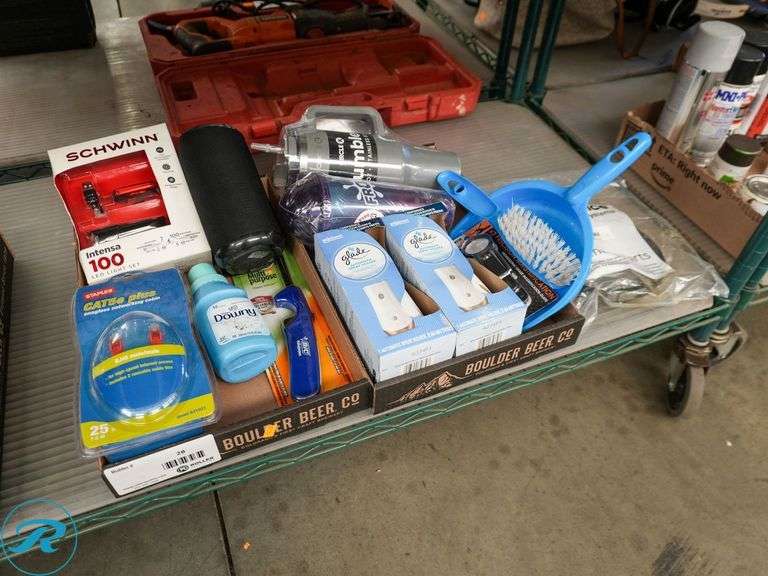 (2) Trays of Household Products and Electronics