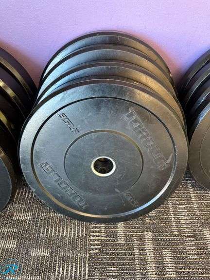 Torque Weight Plates; (4) 45lb, (4) 35lb, (4) 25lb, (4) 10lb - Roller Auctions