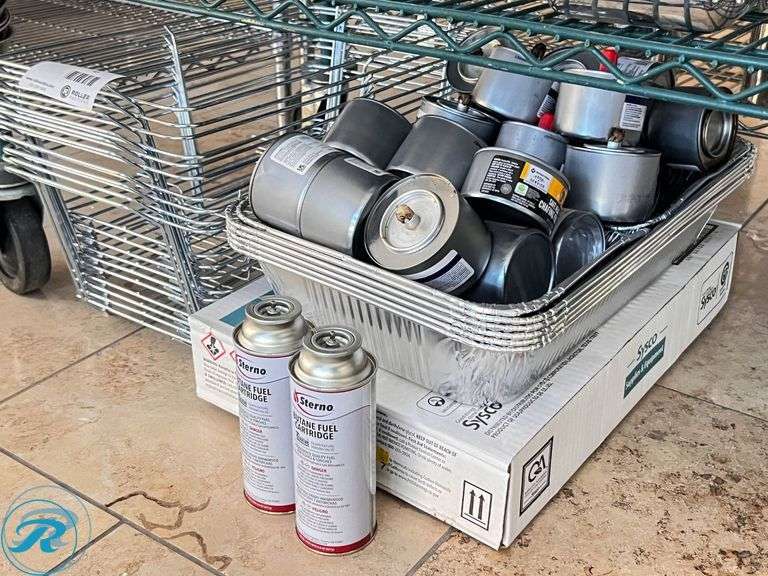 Shelf of Sternos and Chaffing Dish Stands