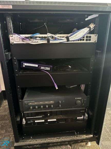 Omni Mount RE18 Enclosed Half Rack System With Bosch Plena Amplifier, Panamax Power Distribution Unit and Unifi Switch - Roller Auctions