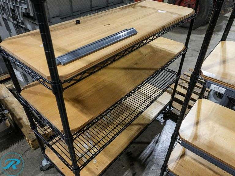 5-Tier Wire Rack With Wood Shelf Inserts on Casters, 48