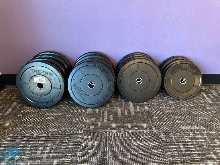 Torque Weight Plates; (4) 45lb, (4) 35lb, (4) 25lb, (4) 10lb - Roller Auctions
