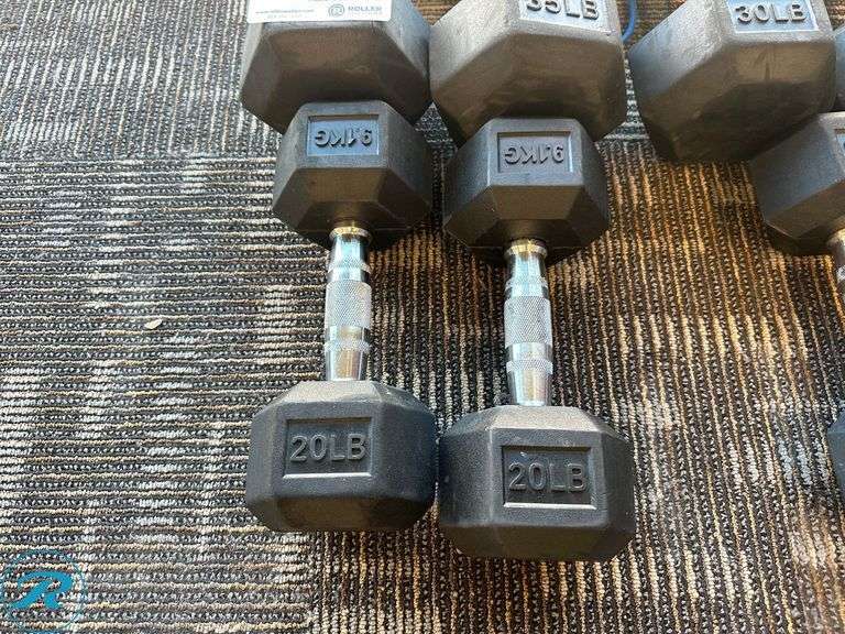 Rubber Dumbbells; (2) 35lb, (2) 30lb, (2) 25lb, (2) 20lb, (2) 15lb and (2) 10lb - Roller Auctions