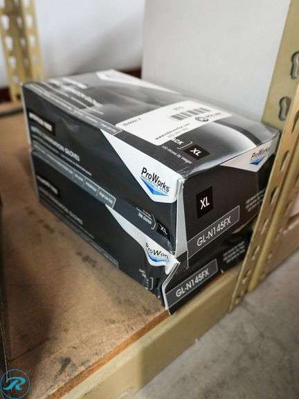 (2) Boxes of ProWorks Powder Free Nitrile Examination Gloves, Black, XL (100-Gloves/Per Box) - Roller Auctions