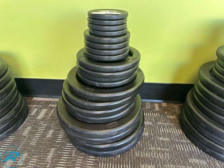 Rubber Weight Plates; (4) 45lb, (4) 25lb, (4) 10lb, (4) 5lb and (4) 2.5lb