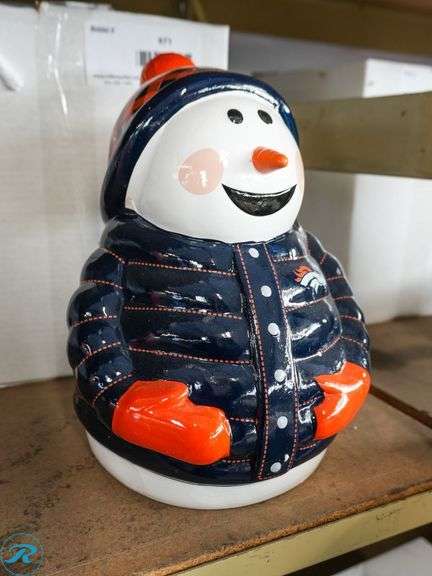 (2) Denver Broncos Ceramic Lightable Jack-O-Lantern