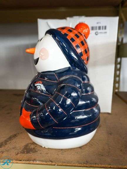 Denver Broncos Ceramic Snowman Figurines, 12" - Roller Auctions