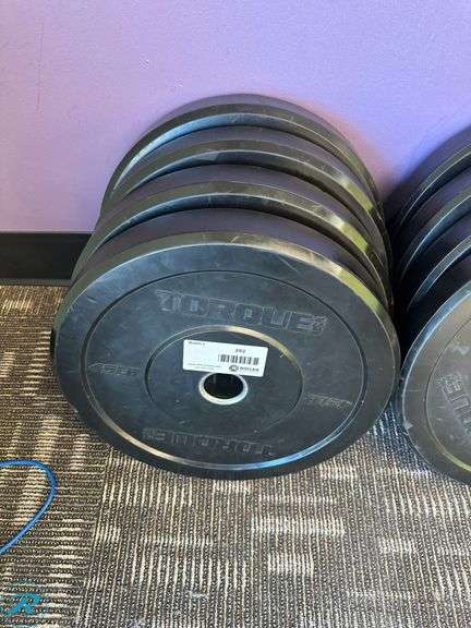 Torque Weight Plates; (4) 45lb, (4) 35lb, (4) 25lb, (4) 10lb - Roller Auctions