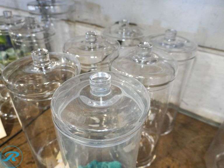 (6) Clear Glass Apothecary Jars With Lids - Roller Auctions