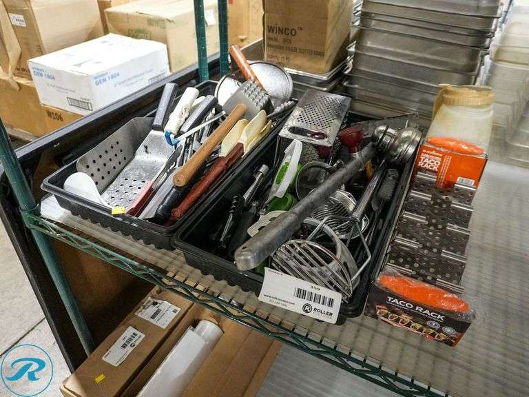 (2) Trays of Kitchen Utensils, Spatulas and Tongs - Roller Auctions
