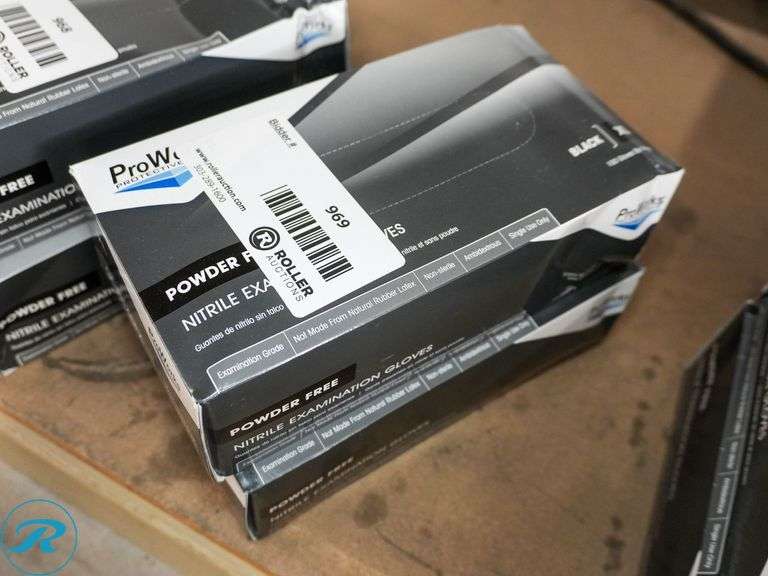 (2) Boxes of ProWorks Powder Free Nitrile Examination Gloves, Black, XL (100-Gloves/Per Box) - Roller Auctions