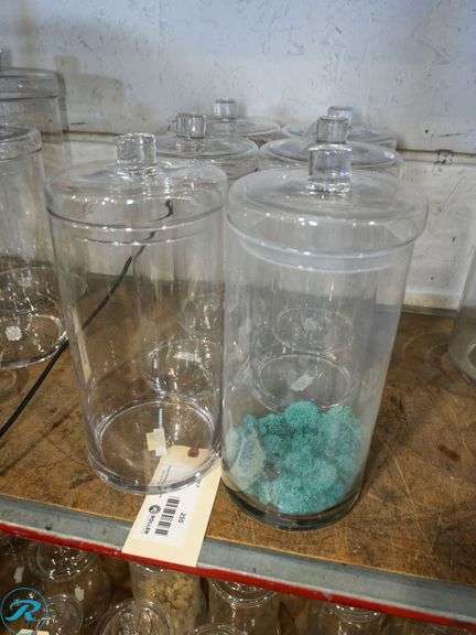 (6) Clear Glass Apothecary Jars With Lids - Roller Auctions