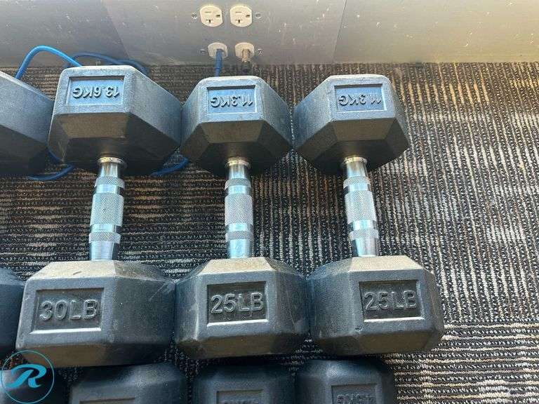 Rubber Dumbbells; (2) 35lb, (2) 30lb, (2) 25lb, (2) 20lb, (2) 15lb and (2) 10lb - Roller Auctions