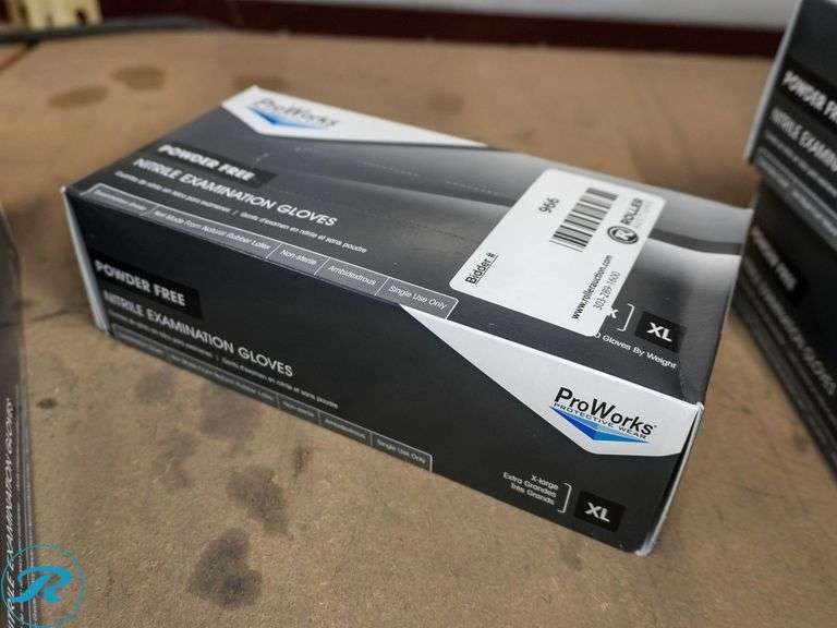 Box of ProWorks Powder Free Nitrile Examination Gloves, Black, XL (100-Gloves)