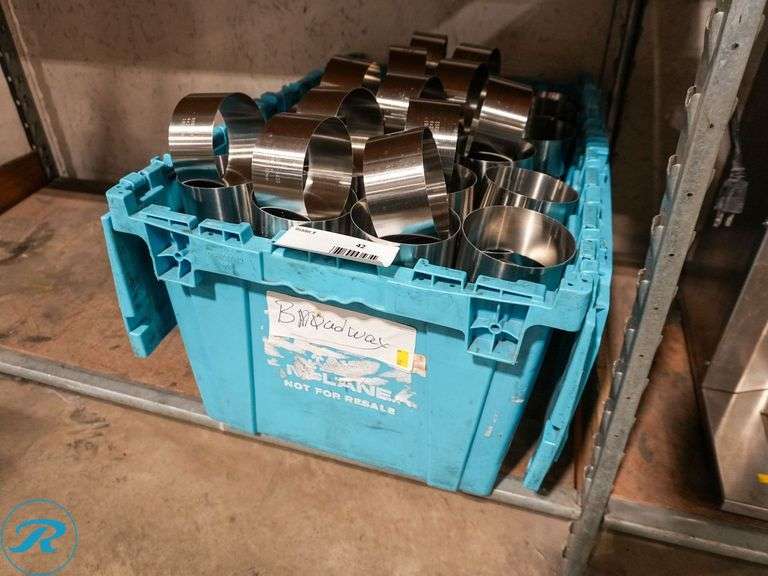 Tote of Approximately (120) Fat Daddios SSRD-4020 4" x 2 Stainless Steel Cake and Pastry Rings