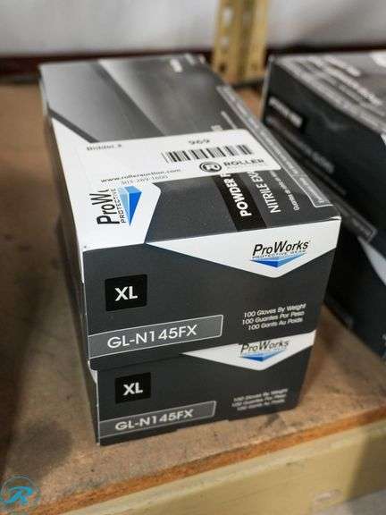 (2) Boxes of ProWorks Powder Free Nitrile Examination Gloves, Black, XL (100-Gloves/Per Box)