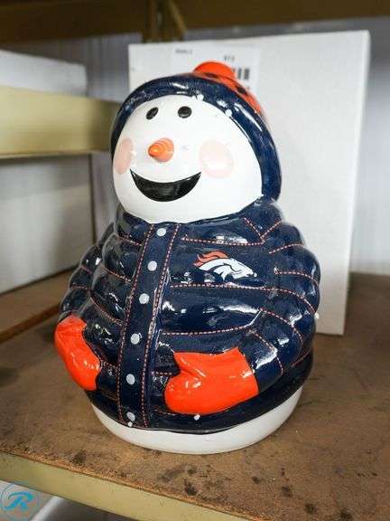 Denver Broncos Ceramic Snowman Figurines, 12" - Roller Auctions