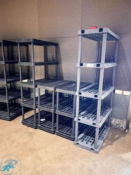 (4) Plastic Racks, 3 and 4-Tier, 18" x 36" - Roller Auctions