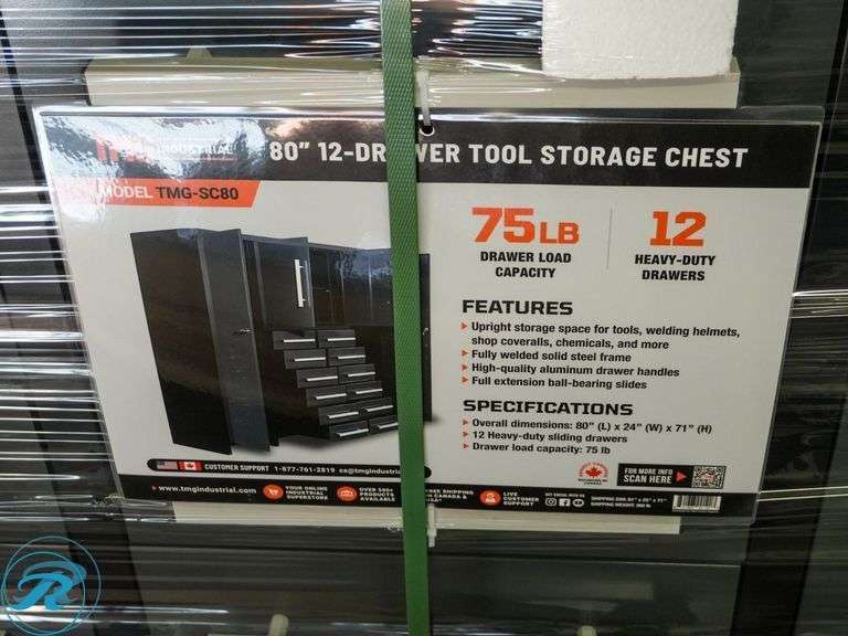 New TMG Industrial TMG-SC80 12-Drawer Tool Storage Chest, 80" - Roller Auctions