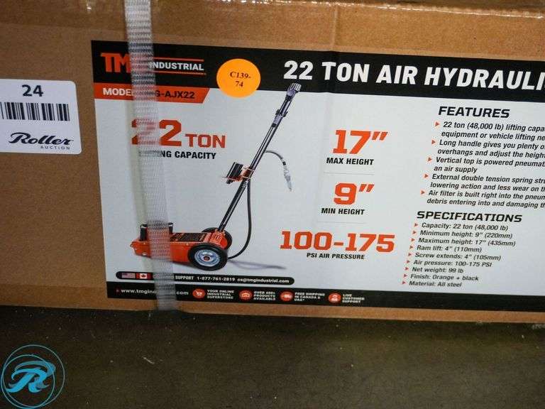 New TMG Industrial TMG-AJX22 22-Ton Air Hydraulic Axle Jack - Roller Auctions