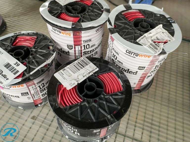 (4) Rolls of Cerrowire 10 and 12AWG Stranded Wire, 500' - Roller Auctions