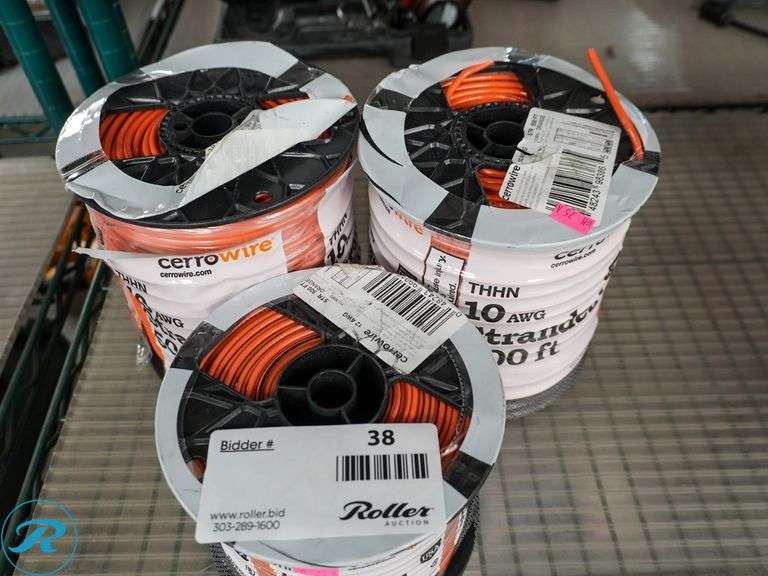(3) Rolls of Cerrowire 10 and 12AWG Stranded Wire, 500' - Roller Auctions