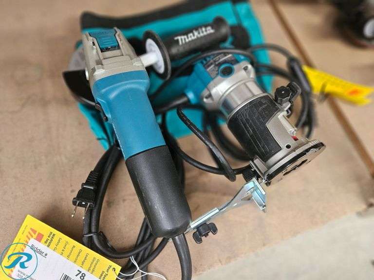 Makita GA4570 Angle Grinder and RT0701C Router - Roller Auctions